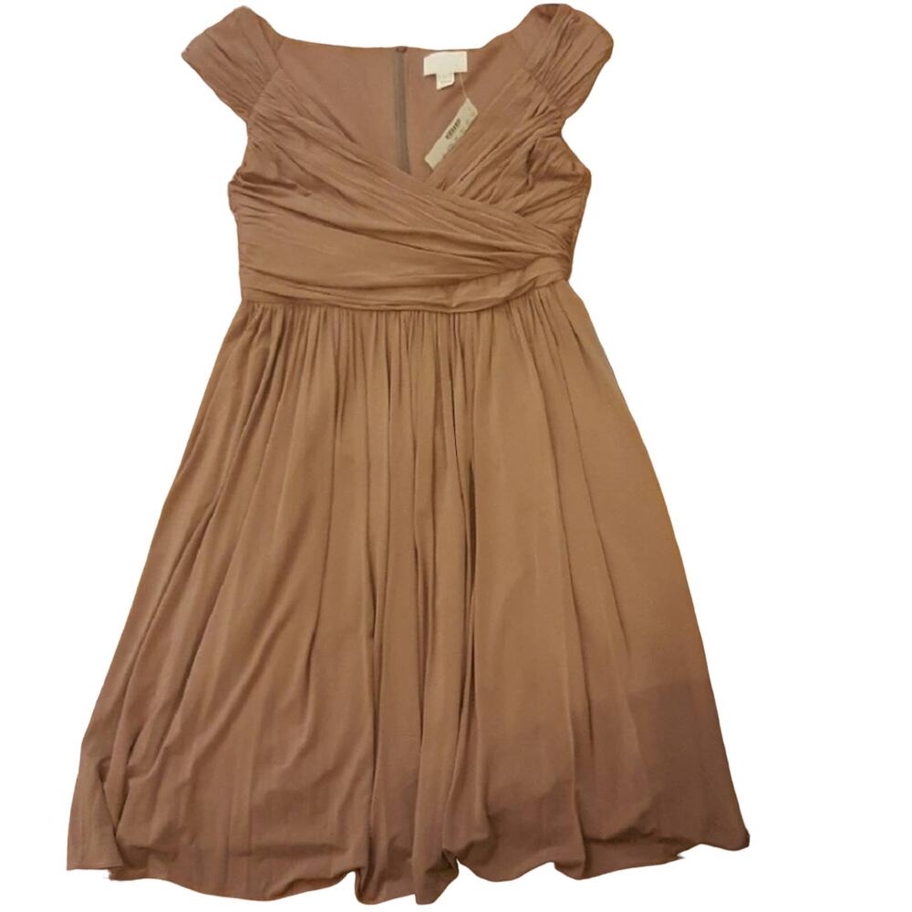 J.Crew Matilda fluid knit taupe pleated dress size 12 - Picture 2 of 8